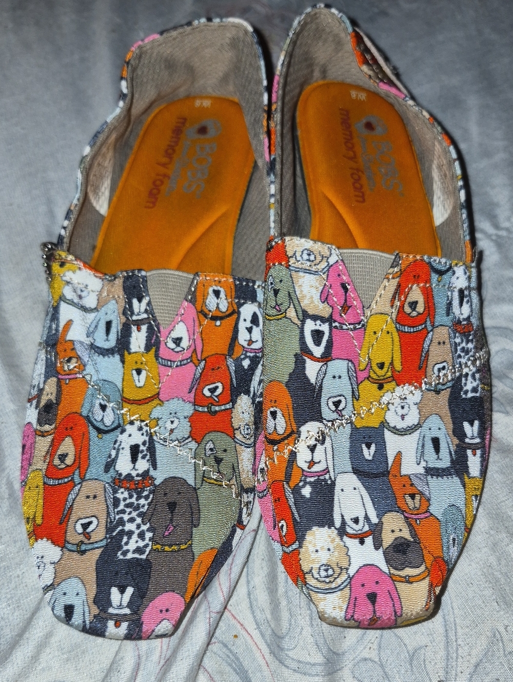 Skechers BOBS Wag Party Dog Print Flats Sz [8] | Rare Cartoon Pattern